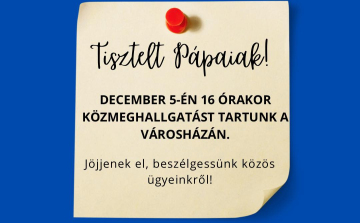 Közmeghallgatást tartanak ma délután a Városházán