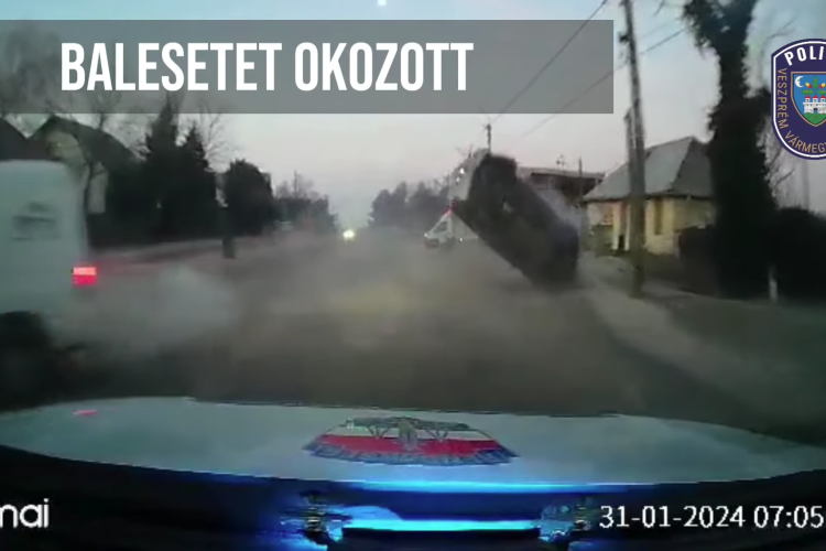 Akciófilmbe illő jelenetet rögzített a rendőrautó kamerája Veszprém vármegyében - Videó