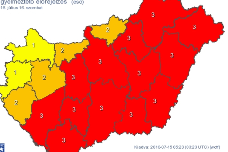 Szombatra rengeteg esőt mondanak