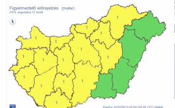 Hőség és zivatarok miatt is figyelmeztetést adtak ki