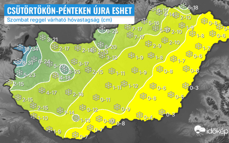 Kiadós mennyiségű hó érkezhet térségünkbe