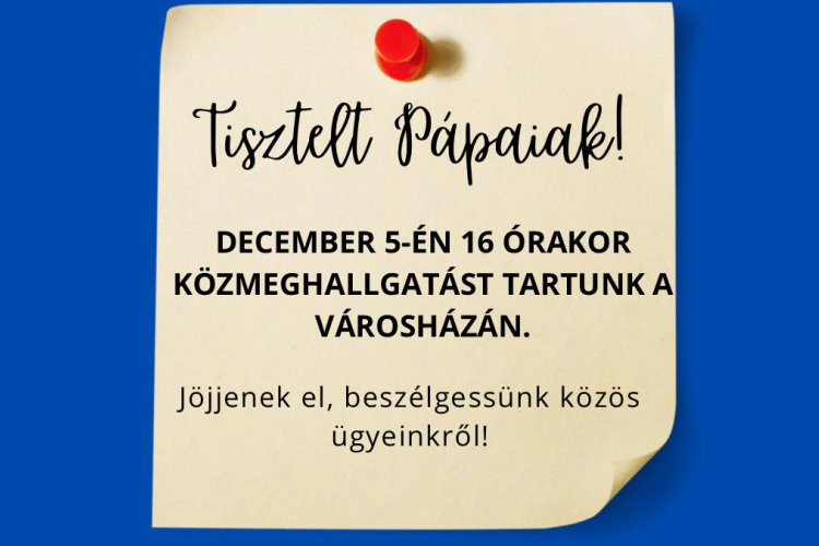 Közmeghallgatást tartanak ma délután a Városházán