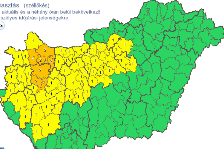 Narancssárga riasztás Pápa térségében