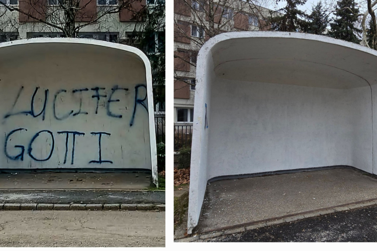 Kifestette az összefirkált buszmegállókat a Városfejlesztő